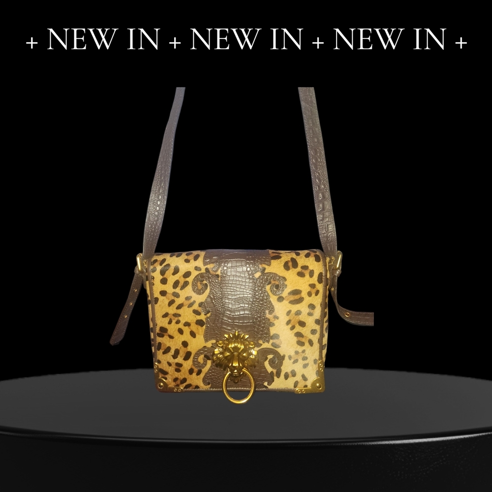 Leopard Print Crossbody Bag with Gold Accents